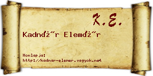 Kadnár Elemér névjegykártya