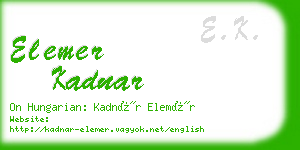 elemer kadnar business card